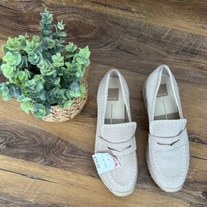 Dolce Vita Cream Suede Platform Loafers light tan
